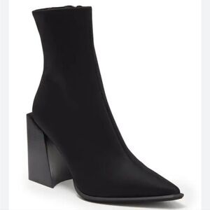 New Jeffrey Campbell Happy Hour Pointed Toe Stretch Black Boot high heels ankle